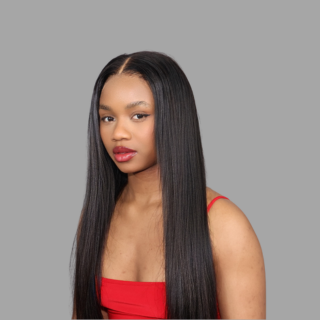 Straight black wig